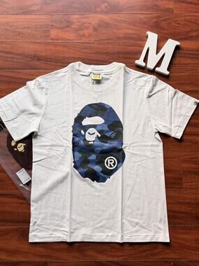 A Bathing Ape BAPE Blue Camo Ape Head Tee White Size M